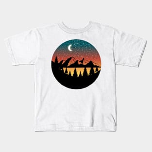 Mountains, Moonlight and Stars Kids T-Shirt